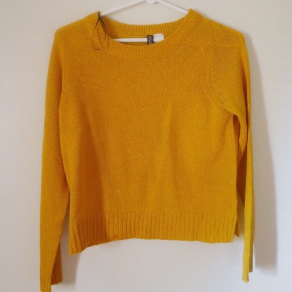 DIVIDED | Yellow semi cropped sweater